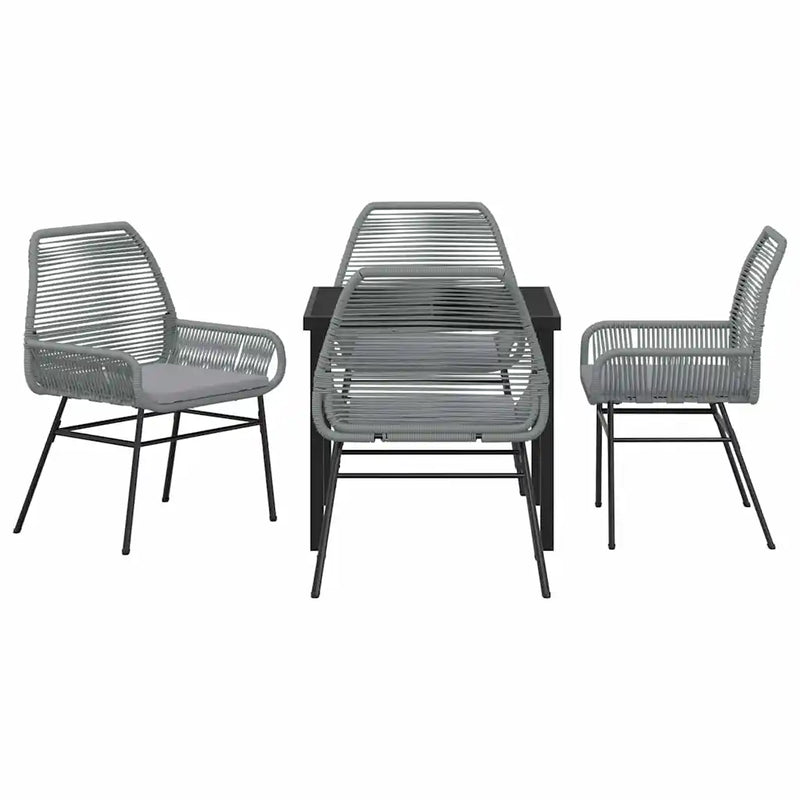 Garden Dining Set with Cushion 5 pcs Grey Poly Rattan
