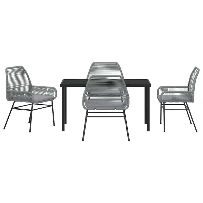Garden Dining Set with Cushion 5 pcs Grey Poly Rattan