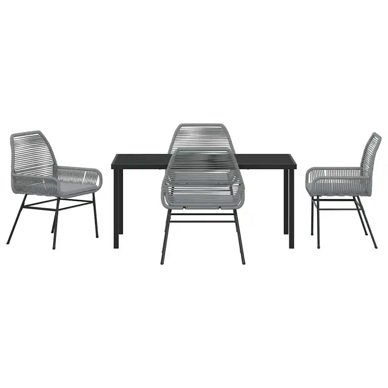 Garden Dining Set with Cushion 5 pcs Grey Poly Rattan