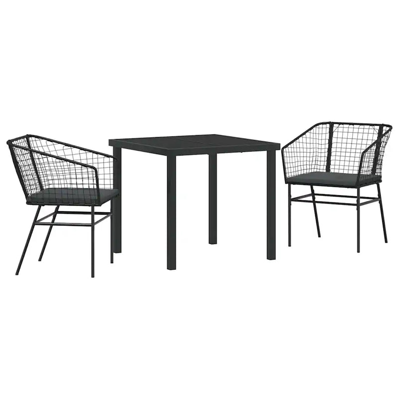 Garden Dining Set 3 pcs Black Poly Rattan