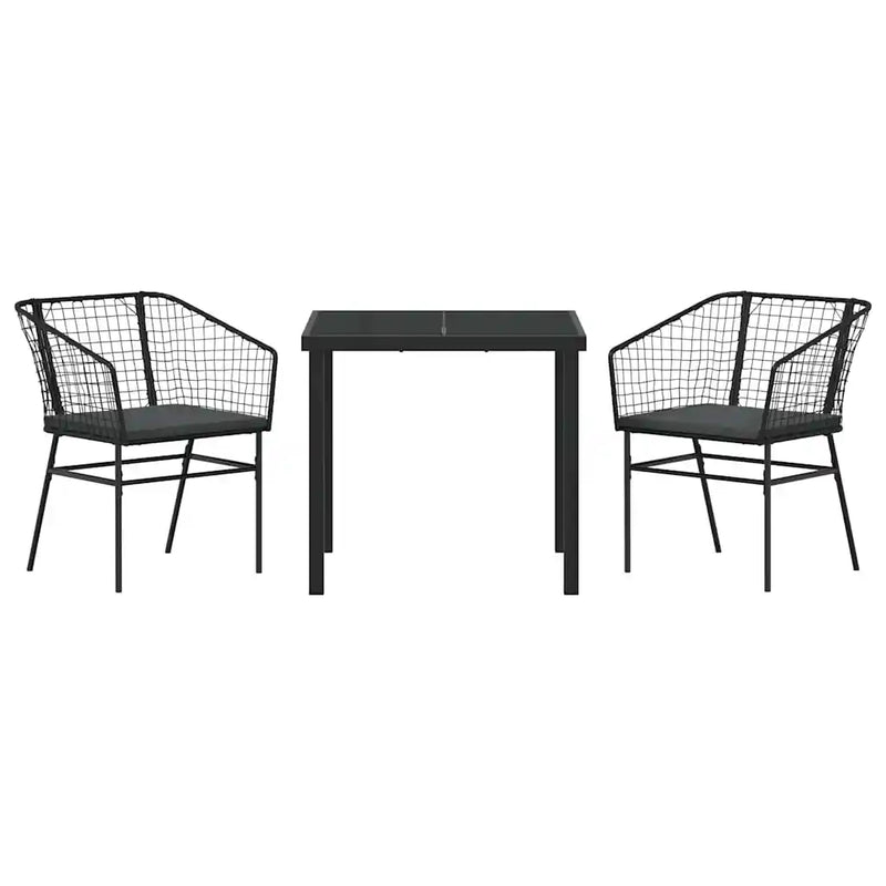 Garden Dining Set 3 pcs Black Poly Rattan