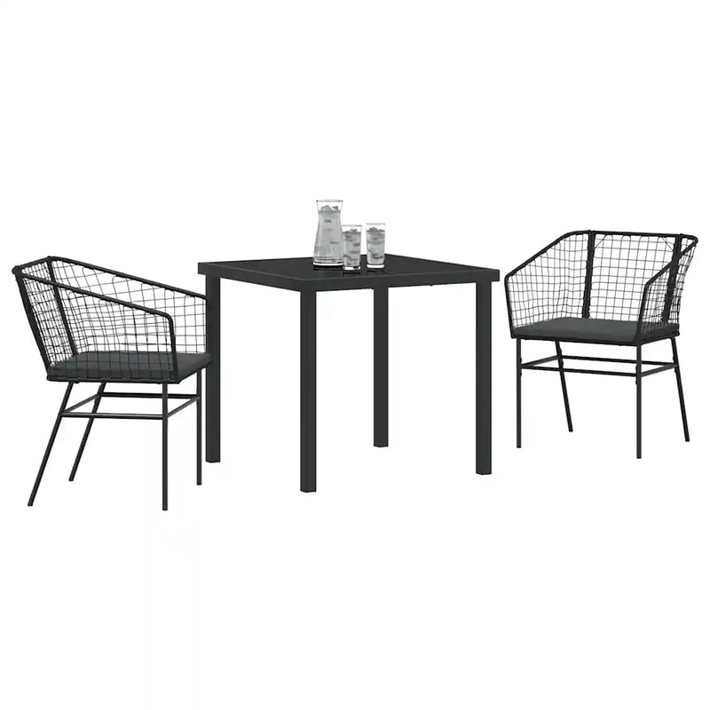 Garden Dining Set 3 pcs Black Poly Rattan