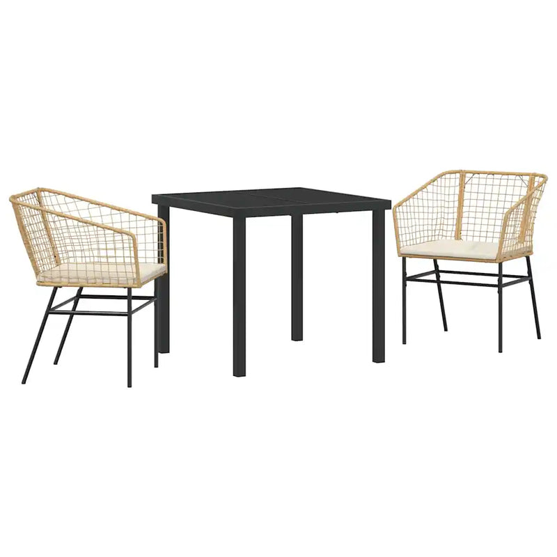 Garden Dining Set 3 pcs Brown Poly Rattan