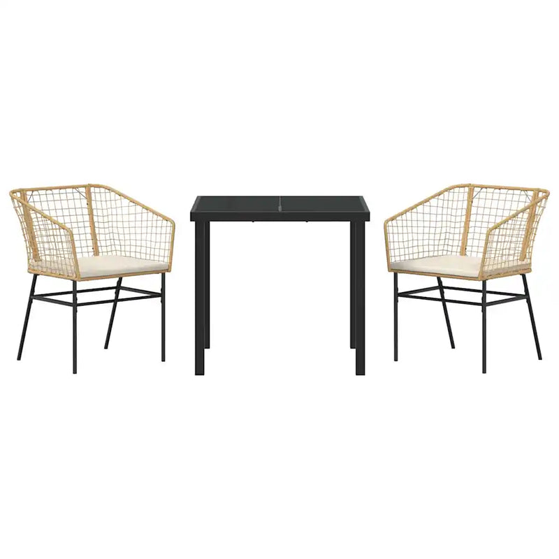 Garden Dining Set 3 pcs Brown Poly Rattan