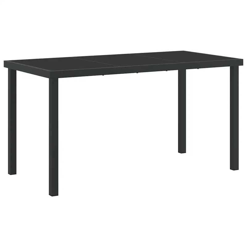 Garden Dining Set with Cushion 5 pcs Black Powder-Coated Steel