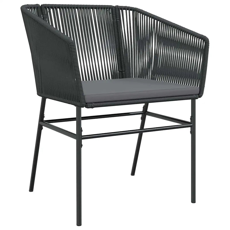Garden Dining Set with Cushion 9 pcs Black Powder-Coated Steel