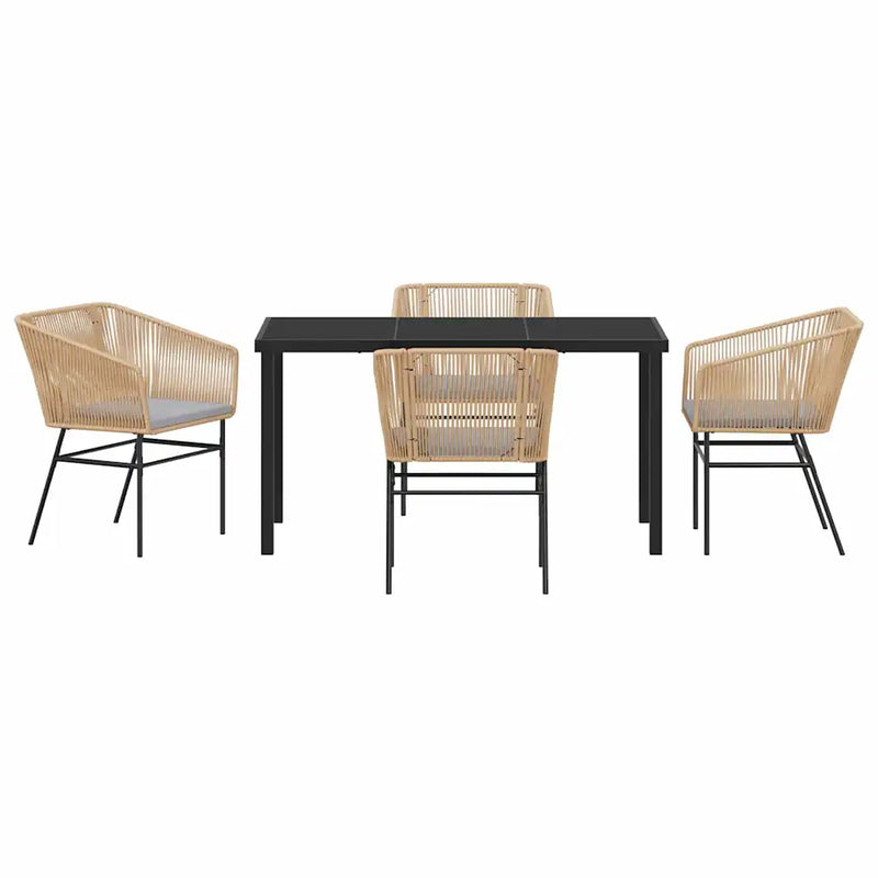 Garden Dining Set with Cushion 5 pcs Brown Powder-Coated Steel