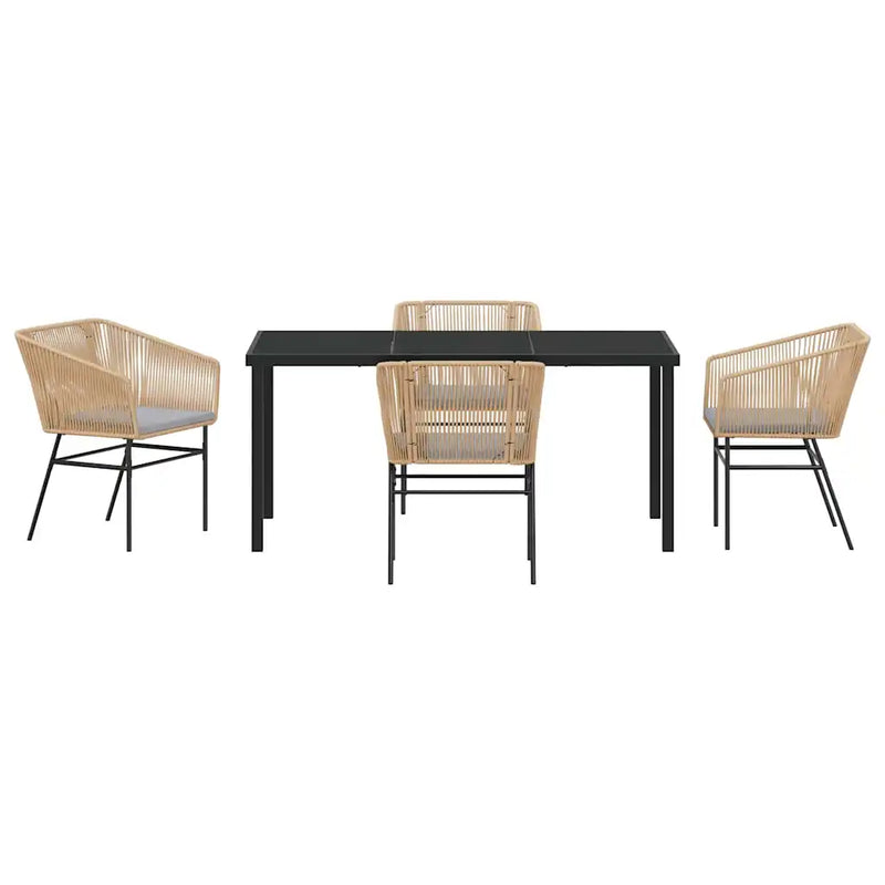 Garden Dining Set with Cushion 5 pcs Brown Powder-Coated Steel