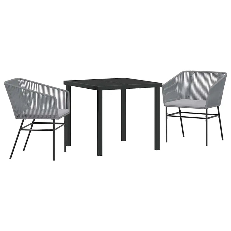 Garden Dining Set with Cushion 3 pcs Grey Powder-Coated Steel