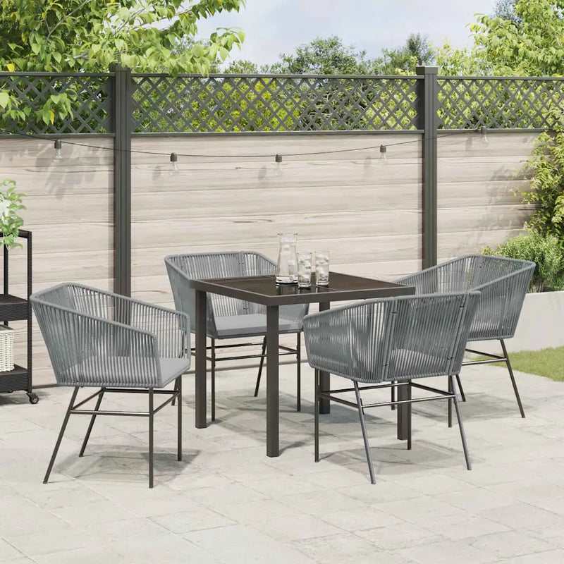 Garden Dining Set with Cushion 5 pcs Grey Powder-Coated Steel