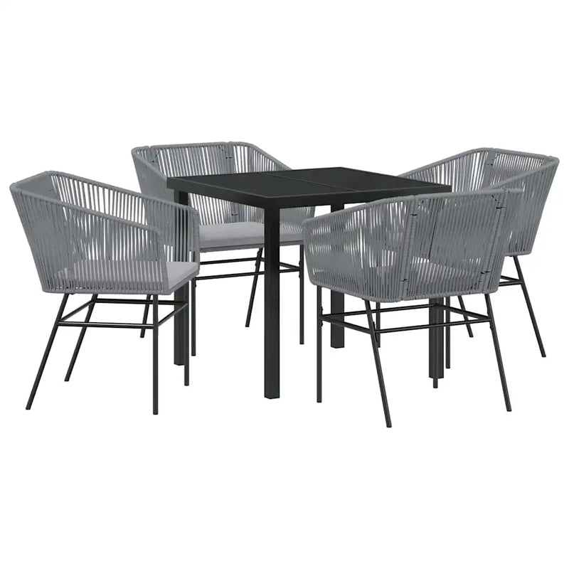 Garden Dining Set with Cushion 5 pcs Grey Powder-Coated Steel