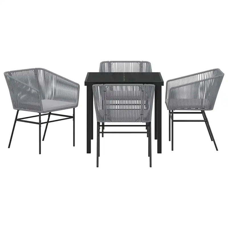 Garden Dining Set with Cushion 5 pcs Grey Powder-Coated Steel