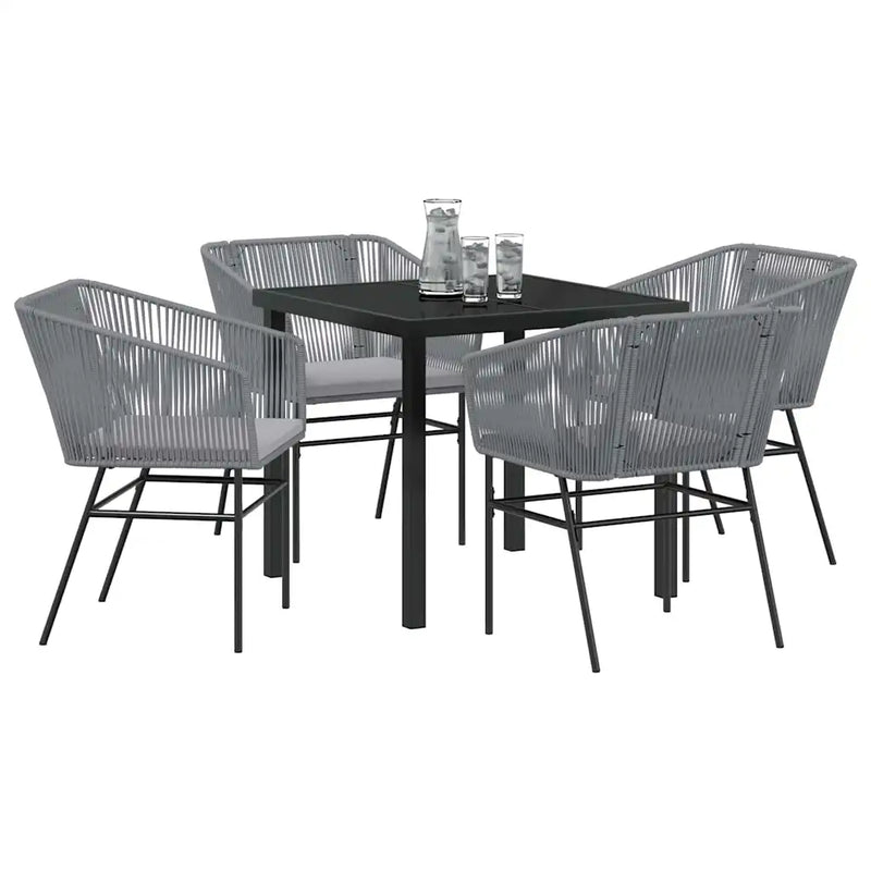 Garden Dining Set with Cushion 5 pcs Grey Powder-Coated Steel