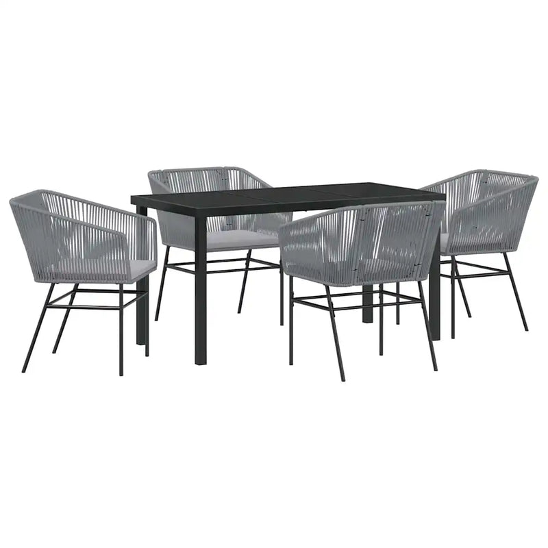 Garden Dining Set with Cushion 5 pcs Grey Powder-Coated Steel