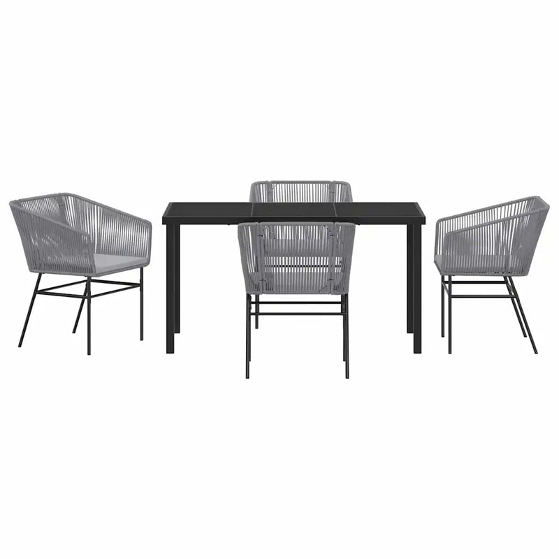 Garden Dining Set with Cushion 5 pcs Grey Powder-Coated Steel