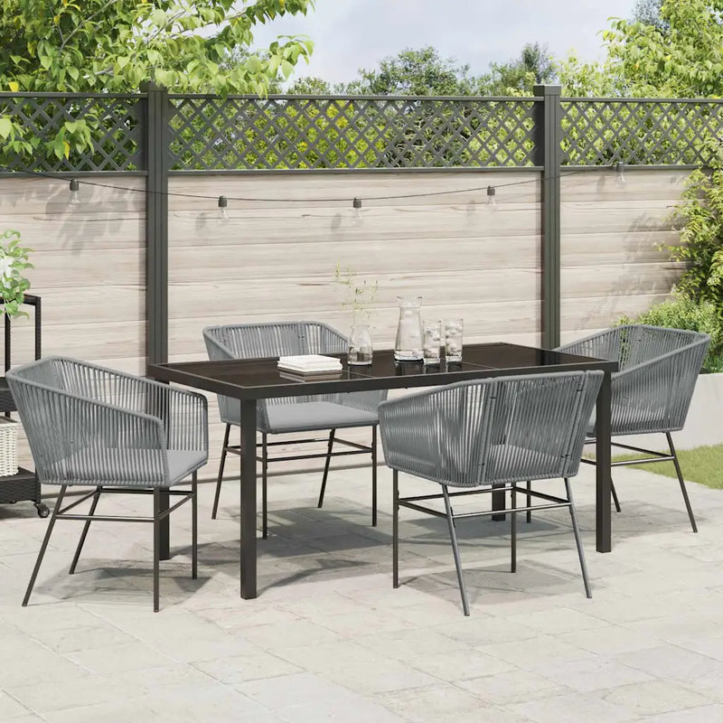 Garden Dining Set with Cushion 5 pcs Grey Powder-Coated Steel