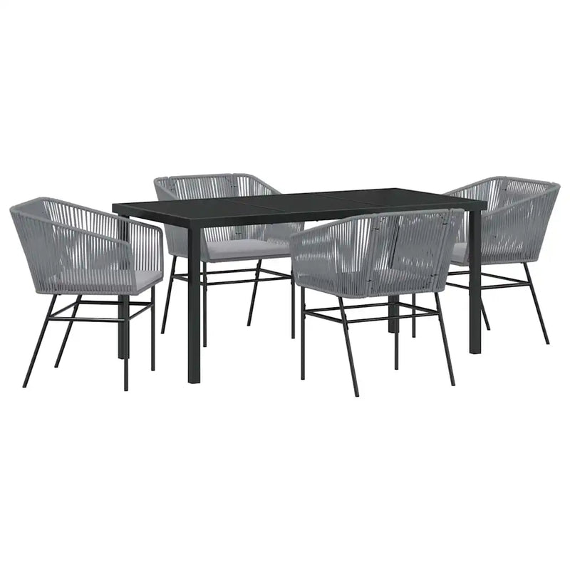 Garden Dining Set with Cushion 5 pcs Grey Powder-Coated Steel