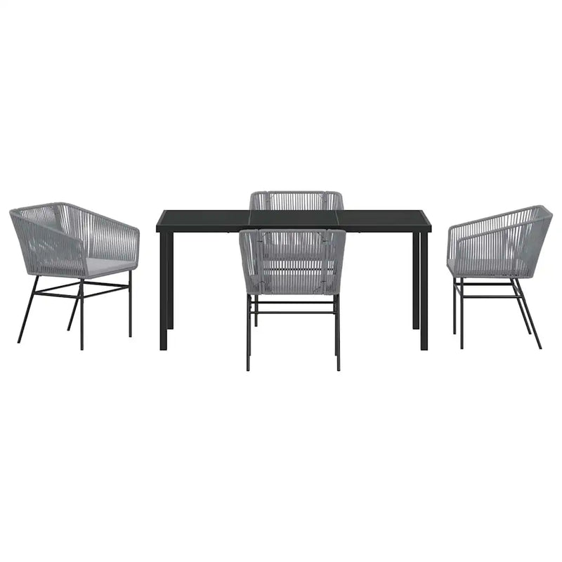 Garden Dining Set with Cushion 5 pcs Grey Powder-Coated Steel
