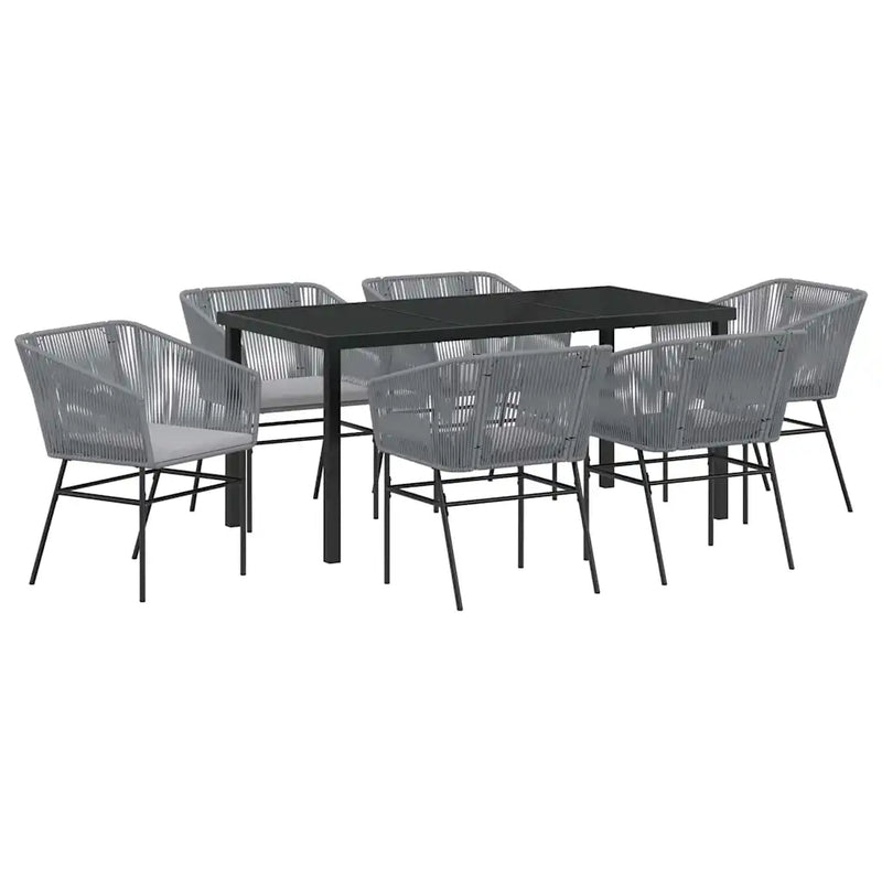 Garden Dining Set with Cushion 7 pcs Grey Powder-Coated Steel