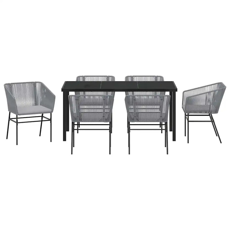 Garden Dining Set with Cushion 7 pcs Grey Powder-Coated Steel