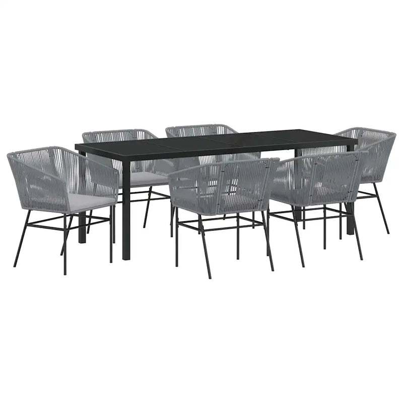 Garden Dining Set with Cushion 7 pcs Grey Powder-Coated Steel