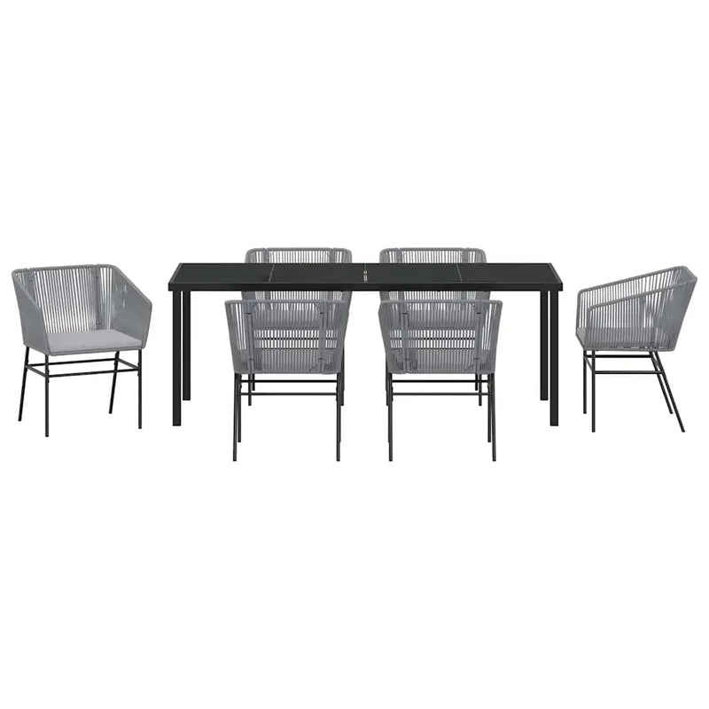 Garden Dining Set with Cushion 7 pcs Grey Powder-Coated Steel