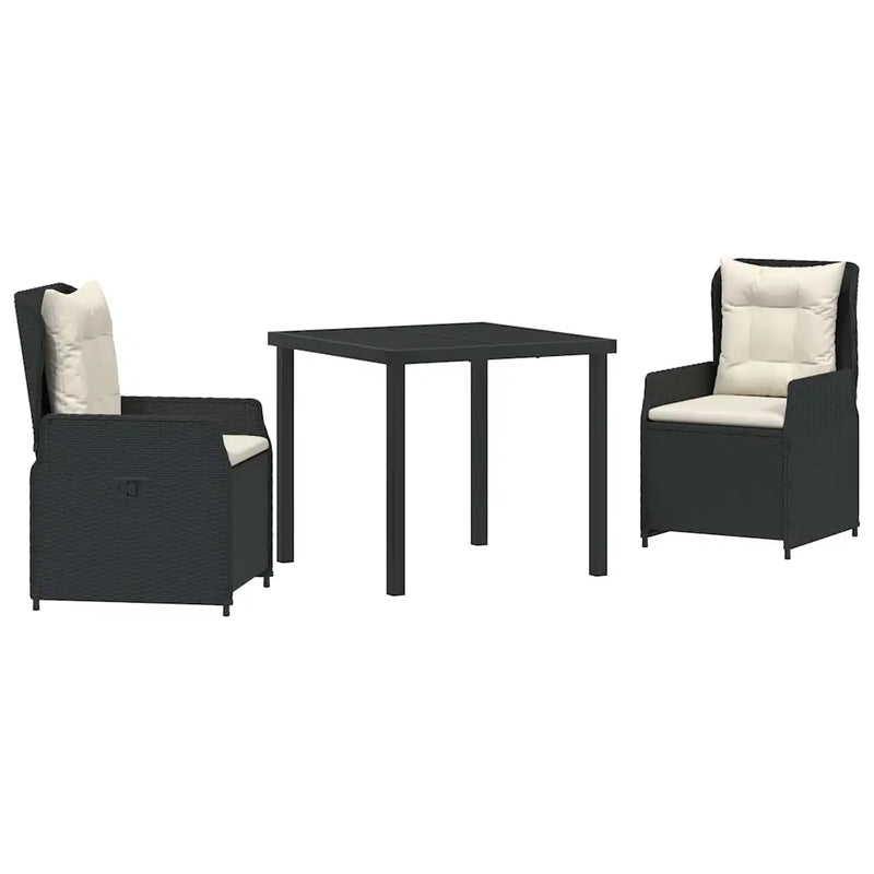 Garden Dining Set 3 pcs Black Poly Rattan