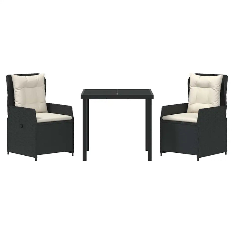 Garden Dining Set 3 pcs Black Poly Rattan