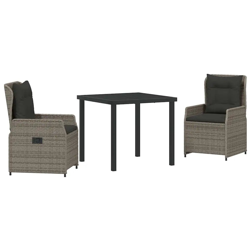 Garden Dining Set 3 pcs Grey Poly Rattan