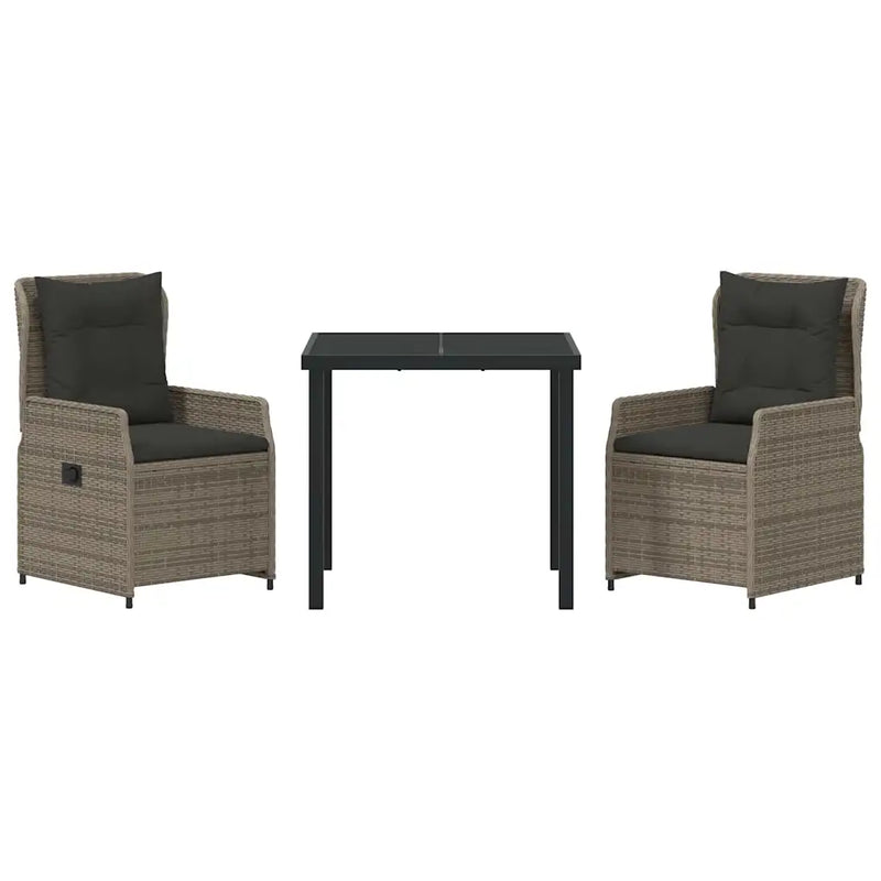 Garden Dining Set 3 pcs Grey Poly Rattan