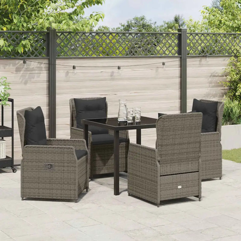 Garden Dining Set 5 pcs Grey Poly Rattan
