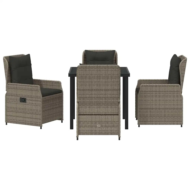Garden Dining Set 5 pcs Grey Poly Rattan