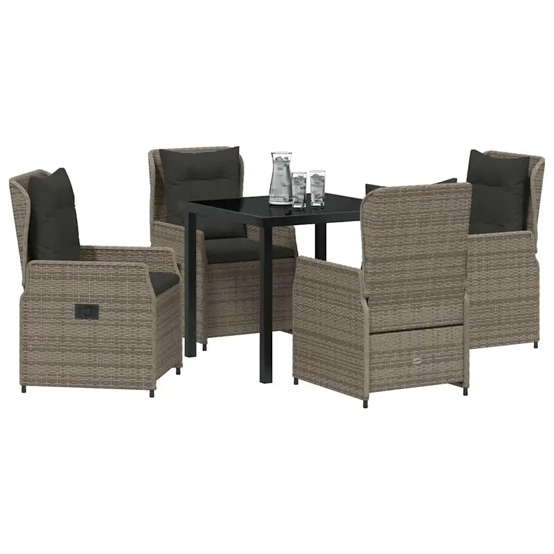 Garden Dining Set 5 pcs Grey Poly Rattan