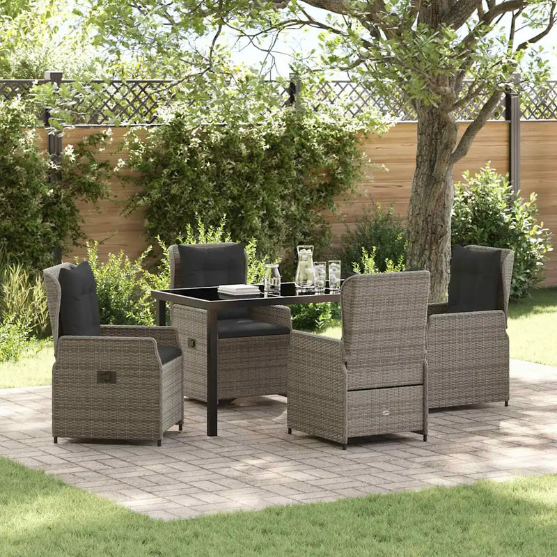 Garden Dining Set 5 pcs Grey Poly Rattan