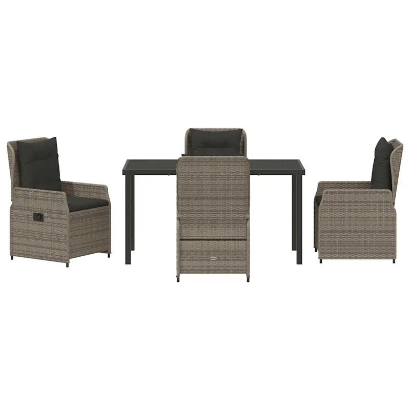 Garden Dining Set 5 pcs Grey Poly Rattan