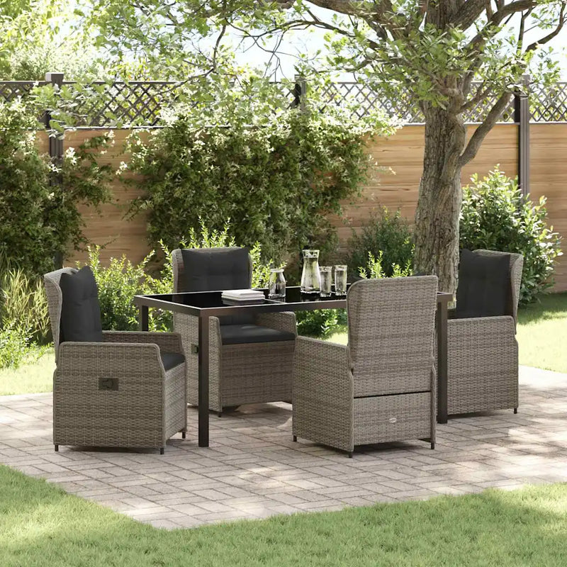 Garden Dining Set 5 pcs Grey Poly Rattan