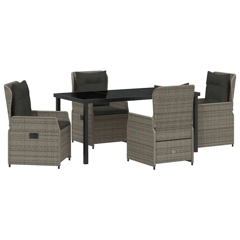 Garden Dining Set 5 pcs Grey Poly Rattan