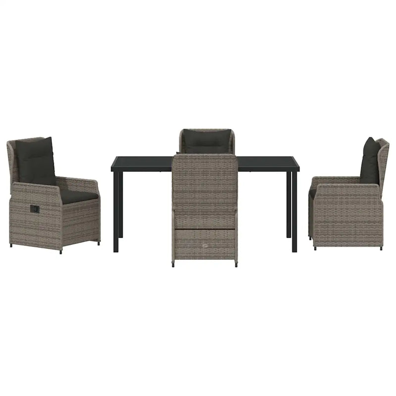 Garden Dining Set 5 pcs Grey Poly Rattan