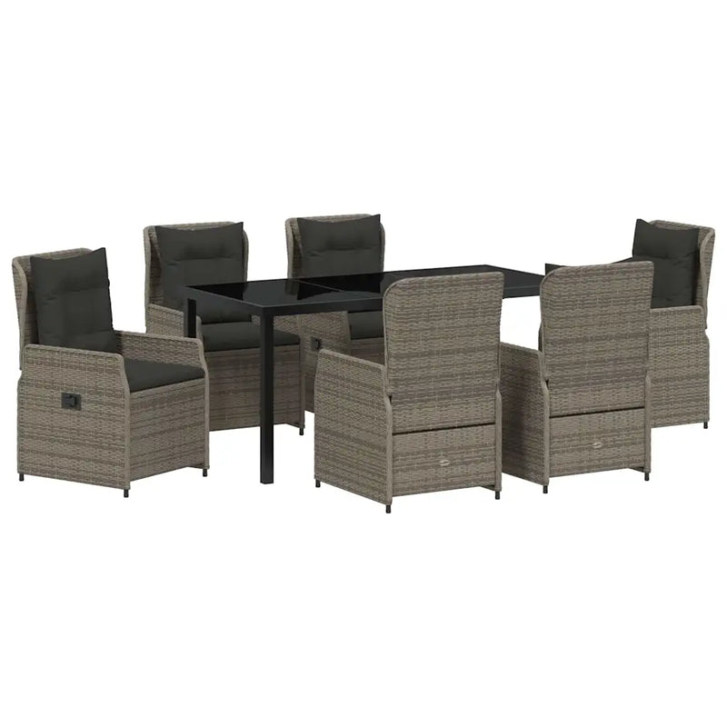 Garden Dining Set 7 pcs Grey Poly Rattan