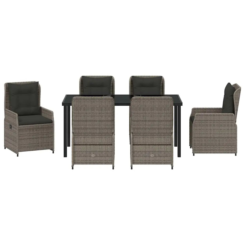 Garden Dining Set 7 pcs Grey Poly Rattan