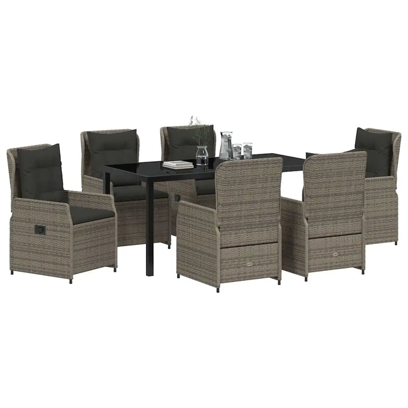 Garden Dining Set 7 pcs Grey Poly Rattan