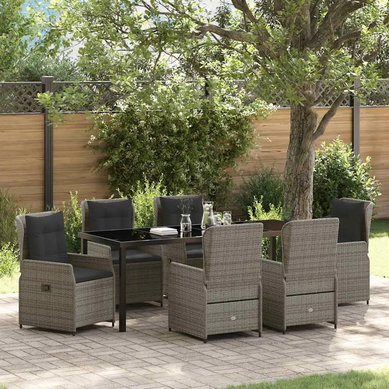 Garden Dining Set 7 pcs Grey Poly Rattan