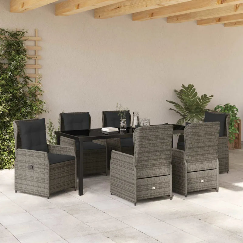 Garden Dining Set 7 pcs Grey Poly Rattan