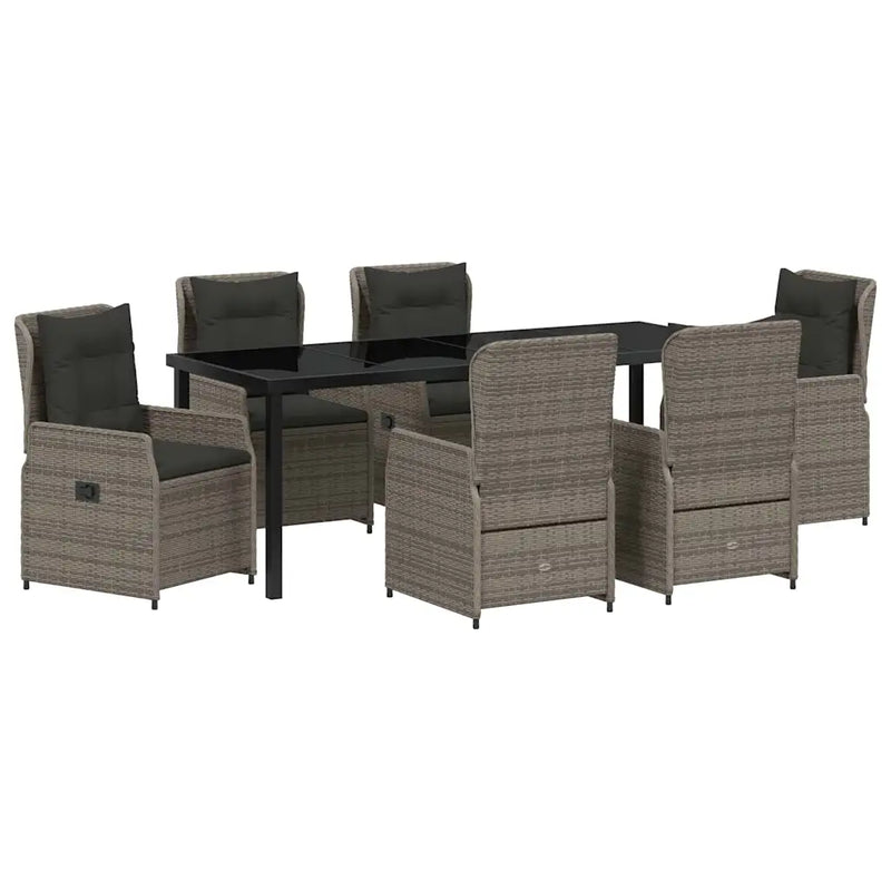 Garden Dining Set 7 pcs Grey Poly Rattan
