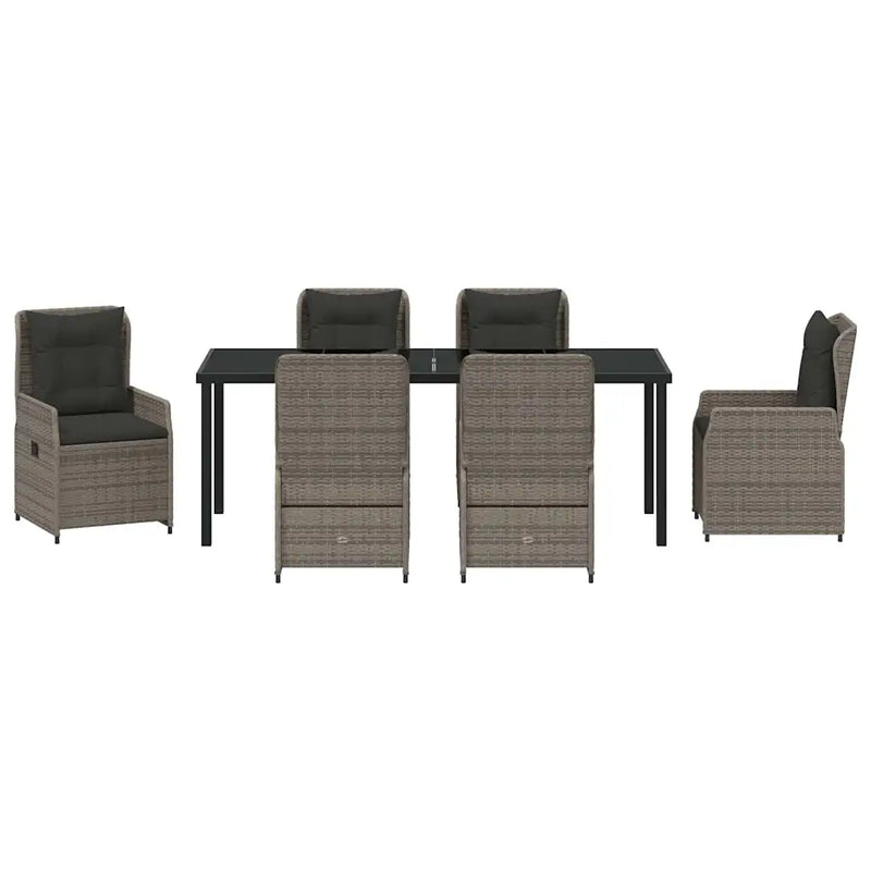 Garden Dining Set 7 pcs Grey Poly Rattan