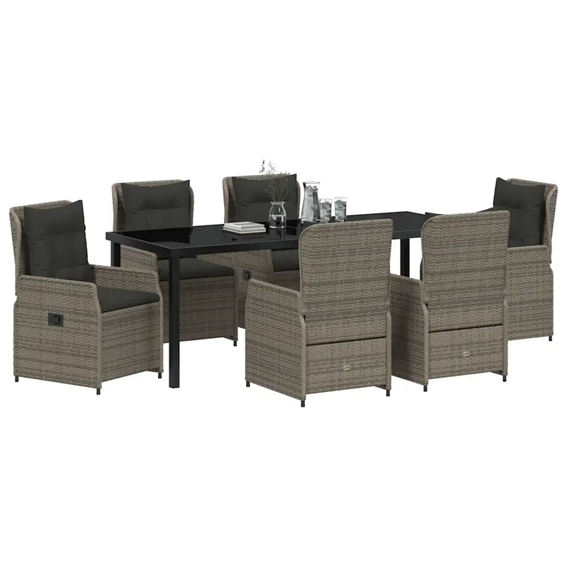Garden Dining Set 7 pcs Grey Poly Rattan