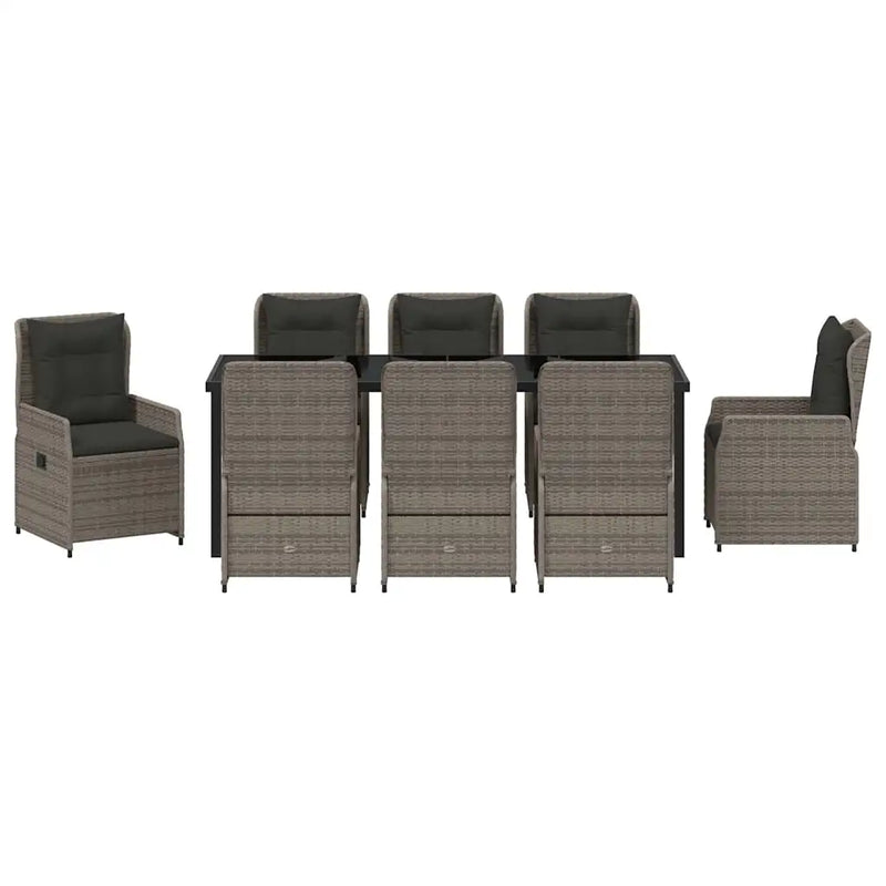 Garden Dining Set 9 pcs Grey Poly Rattan