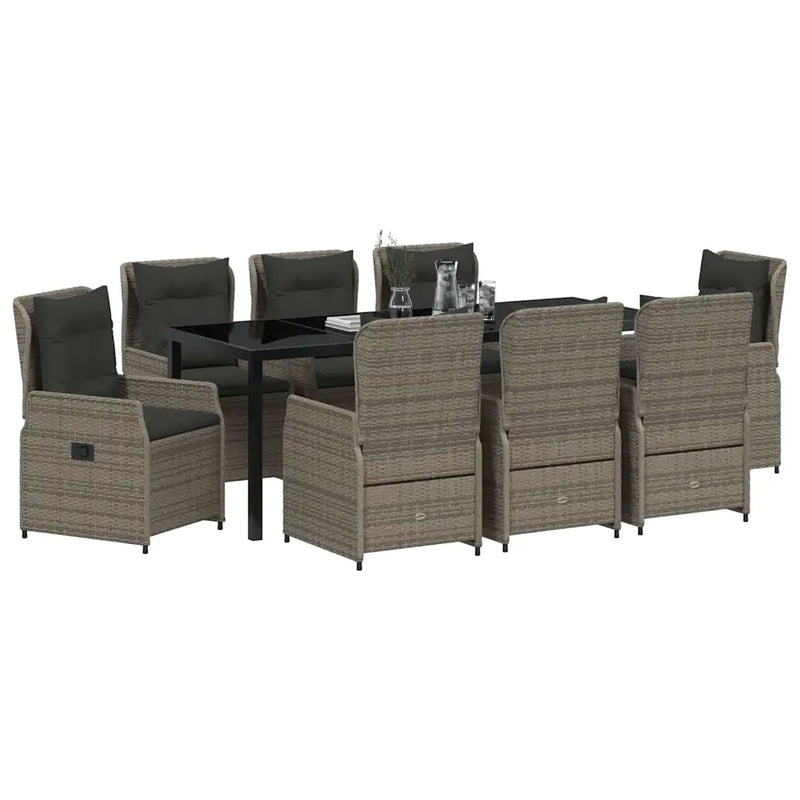 Garden Dining Set 9 pcs Grey Poly Rattan