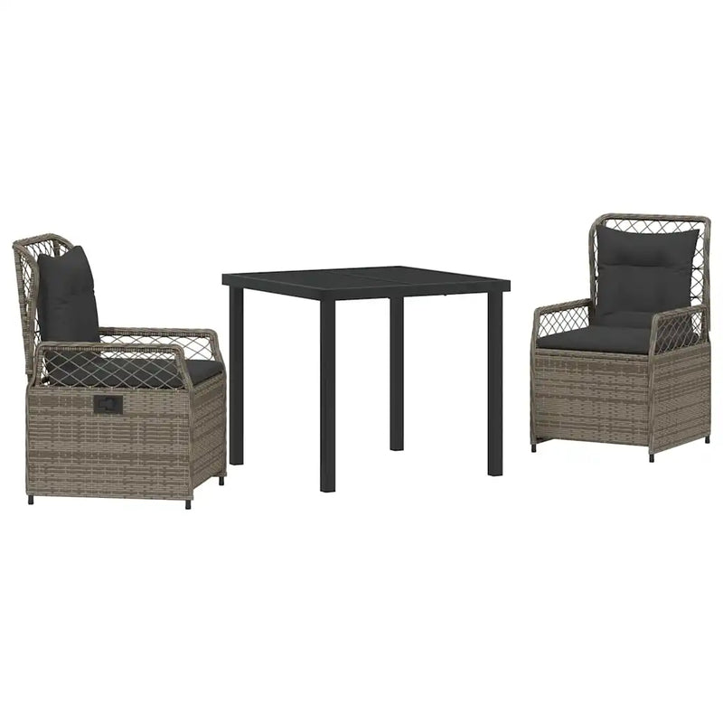 Garden Dining Set 3 pcs Grey Poly Rattan