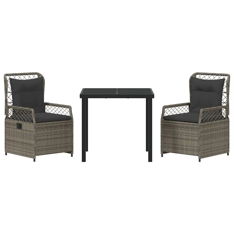 Garden Dining Set 3 pcs Grey Poly Rattan